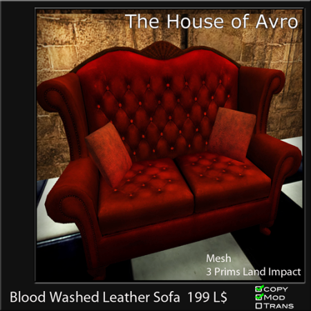 Gothic furniture blood washed leather sofa